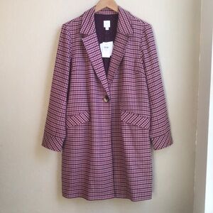 NWT J. Jill Stylish Pink Houndstooth Women's Coat